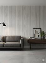 14108 Gestreept vintage behang blauw en goud op wit swiet, Verzenden, 75 m² of meer, Wit