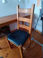 Gratis Eiken Stoel met Leren Zitting, Ophalen, Gebruikt, Bruin, Hout