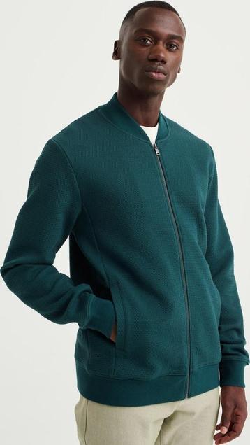 WE Fashion Heren bombervest met structuur MAAT L donkergroen beschikbaar voor biedingen