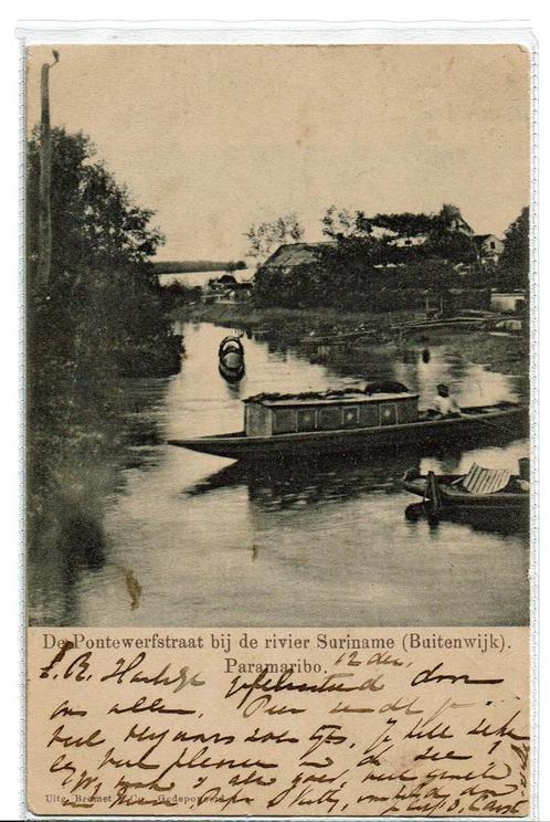 ansichtkaart suriname, Verzamelen, Ansichtkaarten | Buitenland, Gelopen, Buiten Europa, Voor 1920, Ophalen of Verzenden