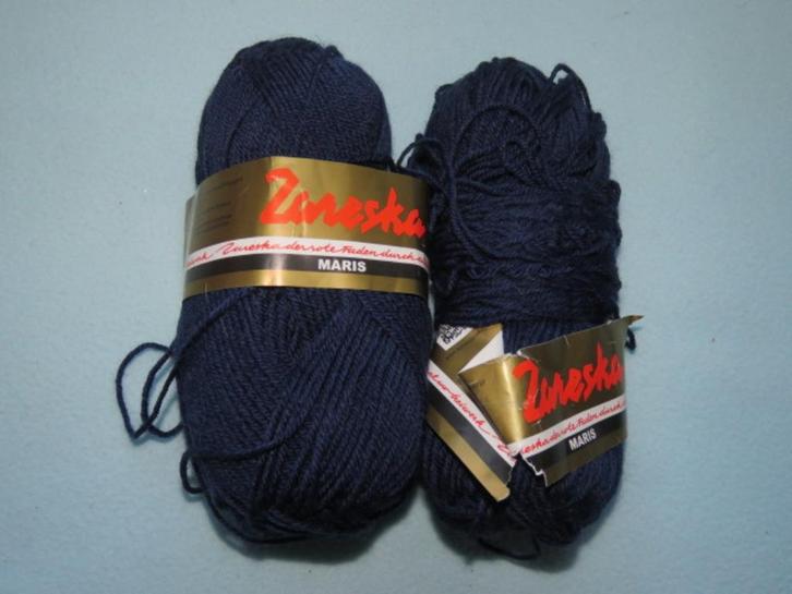 2 nieuwe bollen Zareska Maris donkerblauw 110 gram, Hobby en Vrije tijd, Breien en Haken, Nieuw, Breien of Haken, Wol of Garen
