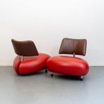 2x Leolux Pallone fauteuil in de kleurstelling rood/bruin, Huis en Inrichting, Fauteuils, Ophalen of Verzenden, Zo goed als nieuw