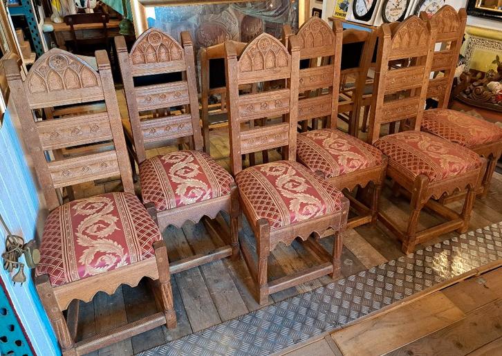 Spaanse antieke stoelen 6 stuks origineel & zijn echt antiek, Antiek en Kunst, Antiek | Meubels | Stoelen en Banken, Ophalen