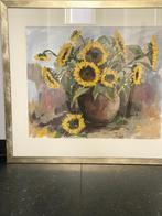 Schilderij Zonnebloemen inc. Lijst, Antiek en Kunst, Kunst | Schilderijen | Klassiek, Ophalen