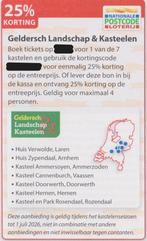 Geldersch Landschap & Kasteelen 25% korting. Postcodeloterij, Tickets en Kaartjes, Drie personen of meer, Kortingskaart