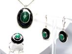 Schitterende Malachiet & Onyx Juwelen Set David Sigal, Verzenden, Zilver, Met edelsteen