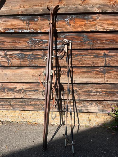 Antieke houten ski’s met stokken, Sport en Fitness, Skiën en Langlaufen, Gebruikt, Ski's, Skiën, Overige merken, Ophalen