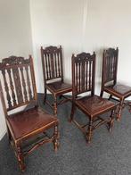 4 Antieke Eikenhouten Stoelen – Jacobean Stijl | Vintage, Ophalen of Verzenden