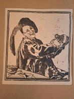 Houtsnede van een Wijndrinker van Veringa, Antiek en Kunst, Ophalen of Verzenden