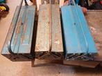 Vintage metalen gereedschapskist 3x, Ophalen, Gebruikt