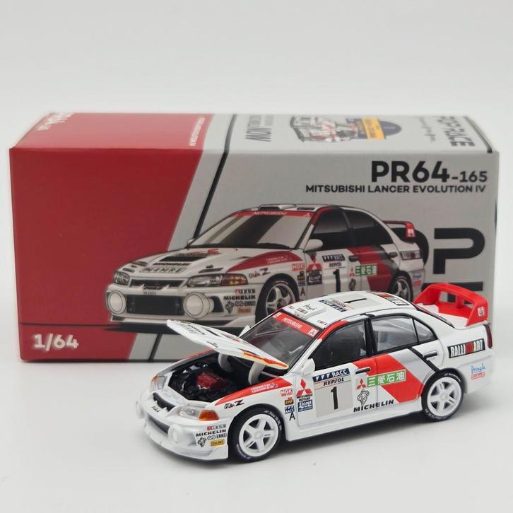 Pop Race Mitsubishi Lancer Evo IV Rally de Catalunya 1/64, Hobby en Vrije tijd, Modelauto's | Overige schalen, Nieuw, Auto, Ophalen of Verzenden