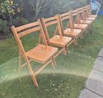 7 houten vintage klapstoelen, Huis en Inrichting, Stoelen, Ophalen of Verzenden, Gebruikt, Bruin