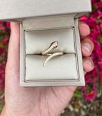 14k Gouden Diamant & Robijn Slang Ring, Nieuw, Ophalen of Verzenden, 17 tot 18, Met edelsteen