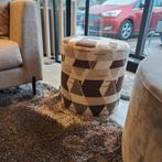 Cilinder poef ronde poef stof crème in japandi interieu, Minder dan 50 cm, Rond, Zo goed als nieuw, Stof