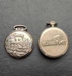Unieke klassieke zak horloges met treinen - wekend, Overige merken, Zakhorloge, Staal, Verzenden