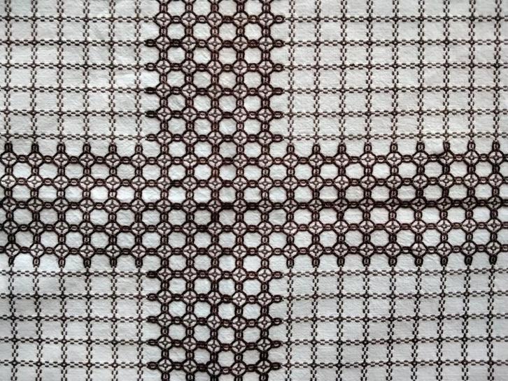 Volledig handgeborduurd rond tafelkleed geometrisch patroon, Huis en Inrichting, Tafelkleden, Nieuw, Rond, Ophalen of Verzenden