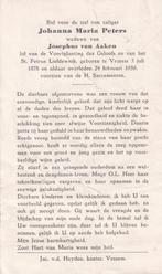 Peters Johanna 1878 Vessem 1959, Ophalen of Verzenden, Bidprentje