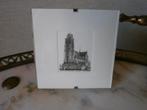 Pentekening Grote Kerk Dordrecht ingelijst 10x10 cm, Ophalen of Verzenden