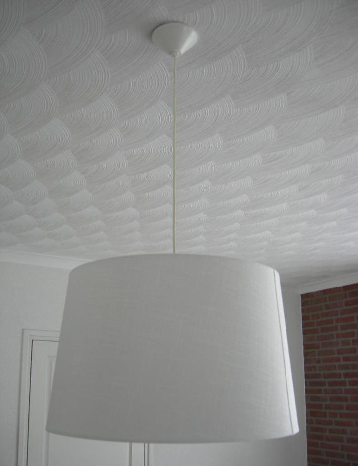 Hanglamp compleet gebroken wit kap Ø47xØ43x30 cm. Met snoer,, Huis en Inrichting, Lampen | Hanglampen, Zo goed als nieuw, Minder dan 50 cm