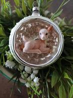 Oude kerstbal van glas deukbal met hert, Diversen, Kerst, Ophalen of Verzenden, Zo goed als nieuw