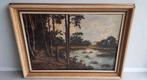 Schilderij olieverf  ven in bos van Pierre Jacobs, Antiek en Kunst, Ophalen of Verzenden
