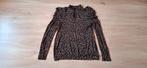 leuk zwart/bruin shirt met pofmouw merk CdlC valt als S, Verzenden, Zwart, Zo goed als nieuw, Lange mouw