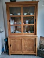 mooie strak houten vitrinekast. afm 220x120x50. Veel ruimte!, Huis en Inrichting, Kasten | Vitrinekasten, Ophalen, Gebruikt, 25 tot 50 cm