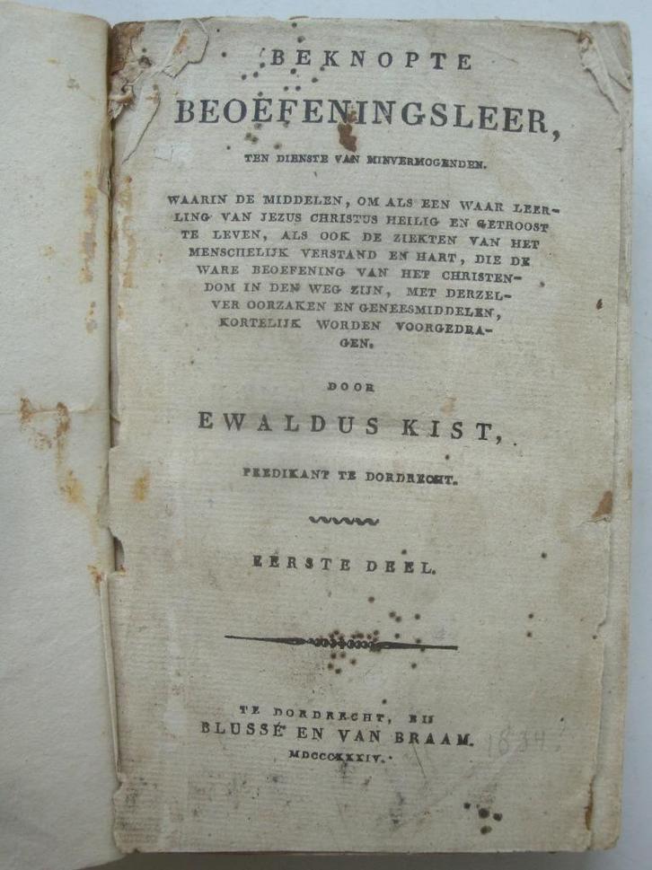 Ewaldus Kist 1834 Beknopte Beoefeningsleer ten dienste van m, Antiek en Kunst, Antiek | Boeken en Bijbels, Ophalen of Verzenden