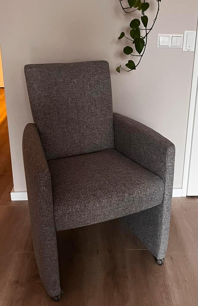 4 Henders & Hazel eetkamerstoelen met wieltjes, Huis en Inrichting, Stoelen, Zo goed als nieuw, Vier, Stof, Grijs, Ophalen