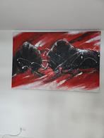 Schilderij: Vechtende Stieren 200 X 135 cm., Ophalen of Verzenden