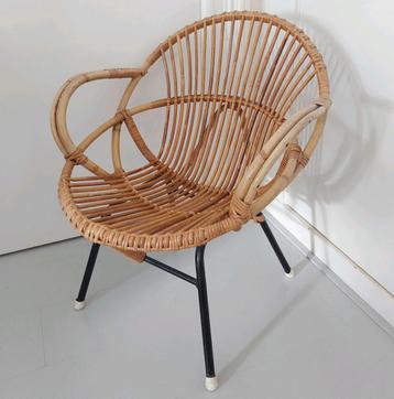 Retro Rotan Stoel ZEER GOEDE STAAT Vintage Brocante  beschikbaar voor biedingen