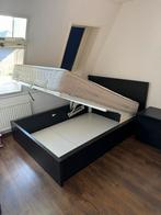 IKEA bed met opbergruimte 140x200 incl nachtkastjes, 140 cm, Zo goed als nieuw, Hout, Zwart