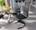 VOORRAAD Luxe design eetkamerstoelen Zwart / Hoogglans wit, Zwart, Hoogglans wit, zwart kunstleer, chroom, design, luxe, nieuw