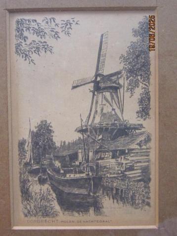 DORDRECHT, Molen de Nachtegaal, Mooi klein ingel. Etsje  beschikbaar voor biedingen