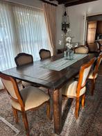 Tafel rechthoek 220cm met 6 stoelen, Huis en Inrichting, Tafels | Eettafels, Ophalen, Gebruikt, 100 tot 150 cm, 200 cm of meer
