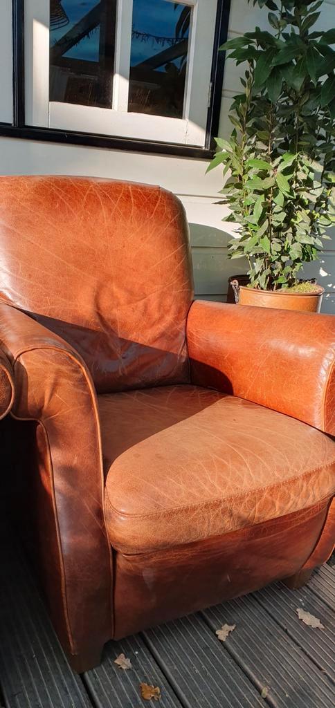 Twee leren fauteuils - Sint & Kerst comfort!, Huis en Inrichting, Fauteuils, 50 tot 75 cm, 75 tot 100 cm, Ophalen