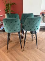 Barkrukken Velvet green, 4 krukken, Ophalen of Verzenden, Zo goed als nieuw
