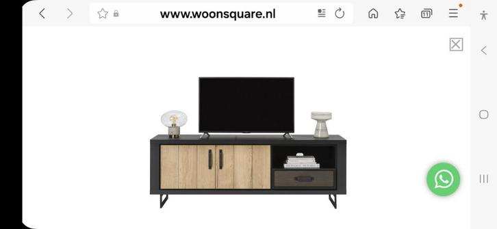 Tv dressoir Quebec zwart/amber, Huis en Inrichting, Kasten | Televisiemeubels, Zo goed als nieuw, Minder dan 100 cm, 150 tot 200 cm