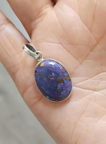 925 zilveren hanger met paarse Koper Turquoise steen beschikbaar voor biedingen