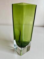 Vintage Groot Somerso Murano Blokvaas Olijfgroen Mandruzzato, Ophalen of Verzenden
