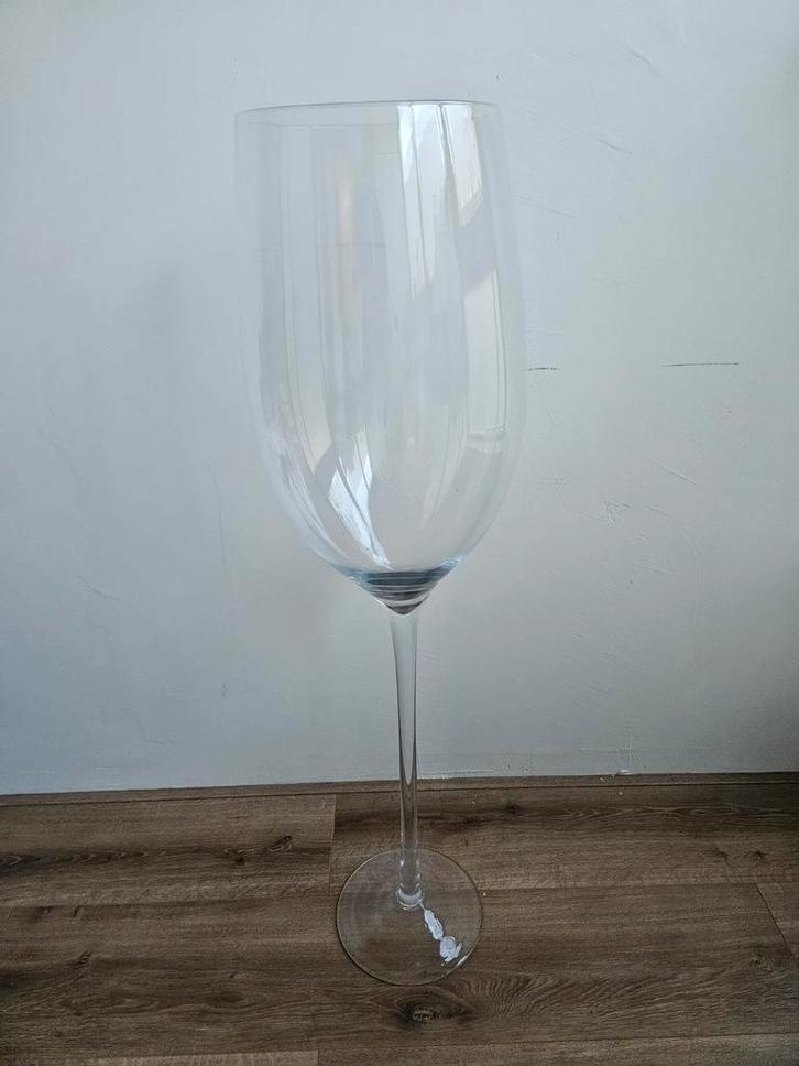 Groot Wijnglas Decoratie - Echt Glas, Huis en Inrichting, Woonaccessoires | Vazen, Zo goed als nieuw, Wit, 75 cm of meer, Glas