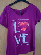 Paars dames T-shirt met LOVE XXL Z.G.A.N, Paars, Zo goed als nieuw, Collers of the world, Shirt of Top