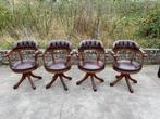 Chesterfield bruin leren 4 x bureau stoelen !!!, Ophalen, Gebruikt, Bruin, Bureaustoel