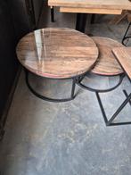 Richmond salontafel kinsington hout met glasplaat, Ophalen, 50 tot 100 cm, Rond, 50 tot 100 cm