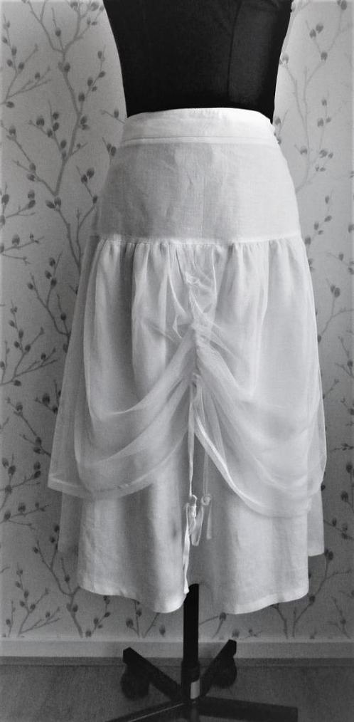 RIMINI Linnen, Witte ( Feest-) Rok maat 3=42/44 (Nieuw), Kleding | Dames, Rokken, Nieuw, Maat 42/44 (L), Wit, Onder de knie, Ophalen of Verzenden