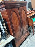 Antieke Mahoniehouten Kast licht fineer lade en planken