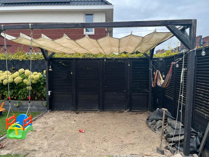 Harmonicadoek beige 3x4m voor pergola, Tuin en Terras, Overkappingen, Gebruikt, Overige typen, Ophalen of Verzenden