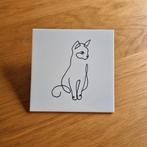 Tegeltje lijntekening kat cat, Ophalen of Verzenden