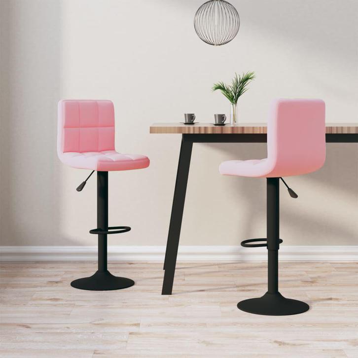 Barkrukken 2 st fluweel roze, Huis en Inrichting, Barkrukken, Nieuw, 90 cm of meer, 2 krukken, Draaibaar, Ophalen of Verzenden