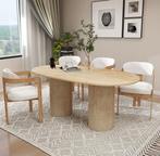 Eettafel Marmer Travertine 180x90x75 CM, Nieuw, Vijf personen of meer, 150 tot 200 cm, Ovaal